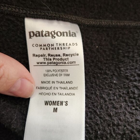 Patagonia Women's Black Hooded Mid-Weight Scuba Fleece Jacket, Size Medium - Picture 5 of 7